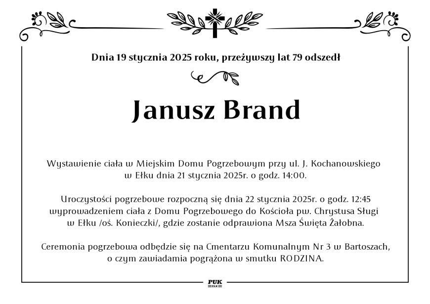 Janusz Brand - nekrolog